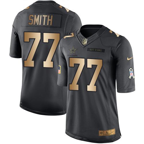 Nike Cowboys #77 Tyron Smith Black Youth Stitched NFL Limited Gold Salute to Service Jersey Nike Cowboys #77 Tyron Smith Black Youth Stitched NFL Limited Gold Salute to Service Jersey