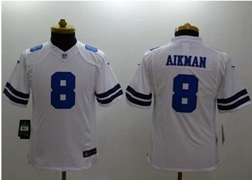 Youth NEW Cowboys #8 Troy Aikman White NFL Limited Jersey