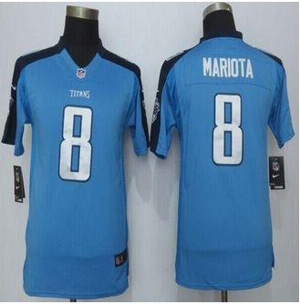 Youth New Titans #8 Marcus Mariota Light Blue Team Color Stitched NFL Limited Jersey