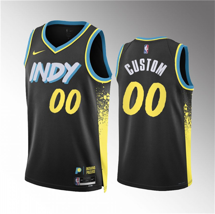 Men's Indiana Pacers Active Player Custom Black 2023 24 City Edition Stitched Basketball Jersey Men's Indiana Pacers Active Player Custom Black 2023 24 City Edition Stitched Basketball Jersey