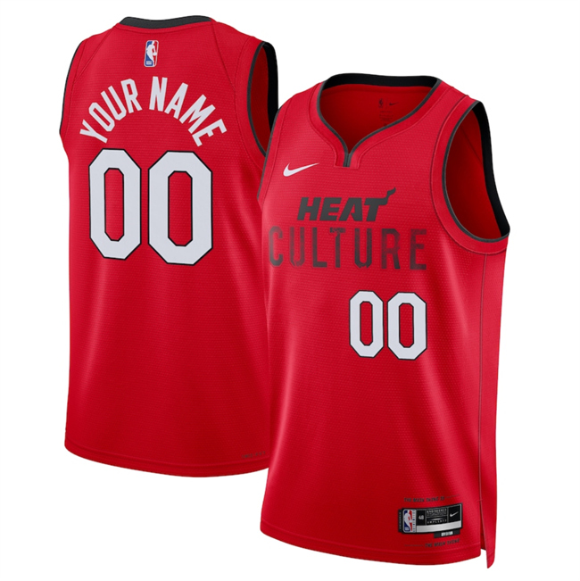 Men's Miami Heat Active Player Custom Red 2024 25 City Edition Stitched Basketball Jersey Men's Miami Heat Active Player Custom Red 2024 25 City Edition Stitched Basketball Jersey