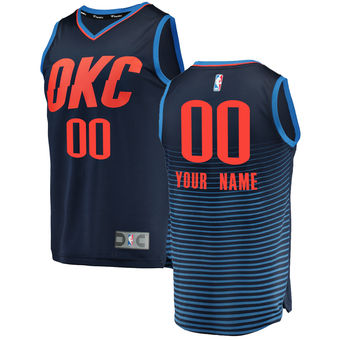 Men's Oklahoma City Thunder Navy Fast Break Custom Replica Jersey - Statement Edition