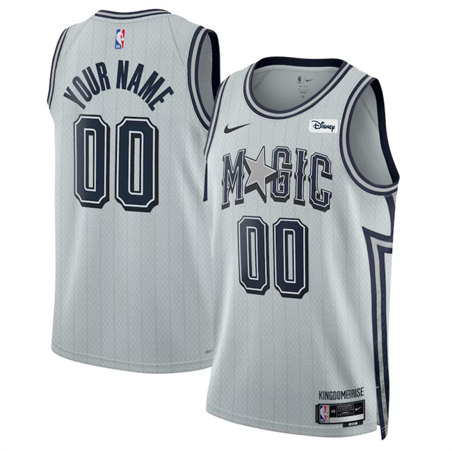Men's Orlando Magic Active Player Custom Silver 2024 25 City Edition Stitched Basketball Jersey Men's Orlando Magic Active Player Custom Silver 2024 25 City Edition Stitched Basketball Jersey