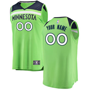 Men's Minnesota Timberwolves Neon Green Fast Break Custom Replica Jersey - Statement Edition