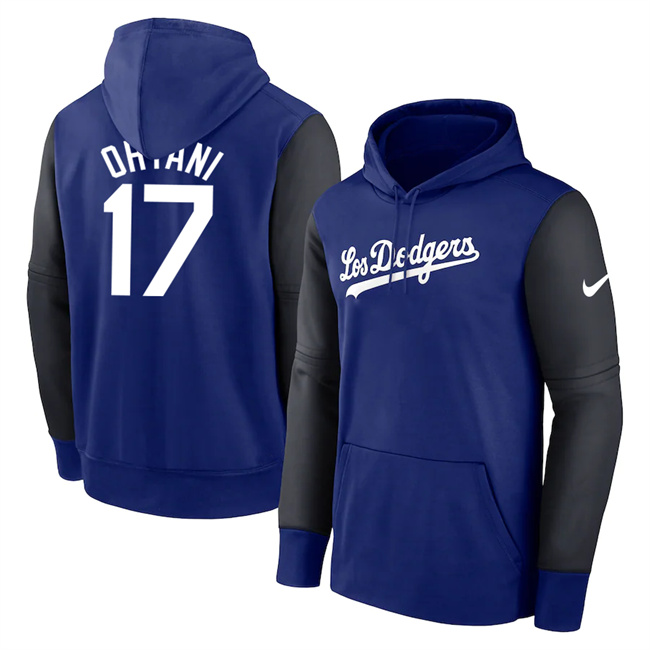Los Angeles Dodgers #17 Shohei Ohtani Royal Black Name & Number Pullover Hoodie Los Angeles Dodgers #17 Shohei Ohtani Royal Black Name & Number Pullover Hoodie