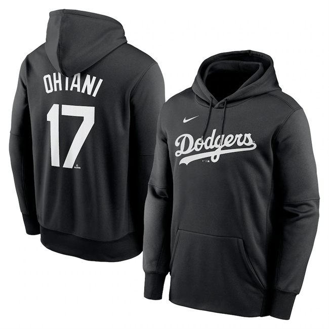 Los Angeles Dodgers #17 Shohei Ohtani Black Name & Number Pullover Hoodie Los Angeles Dodgers #17 Shohei Ohtani Black Name & Number Pullover Hoodie