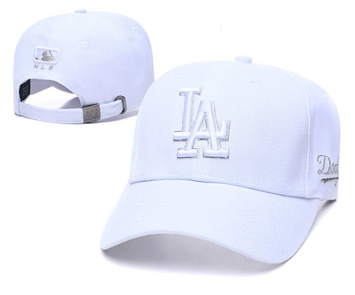 Dodgers Team Logo All White Peaked Adjustable Hat TX Dodgers Team Logo All White Peaked Adjustable Hat TX