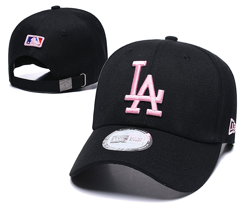 Dodgers Fresh Pink Logo Black Peaked Adjustable Hat TX Dodgers Fresh Pink Logo Black Peaked Adjustable Hat TX