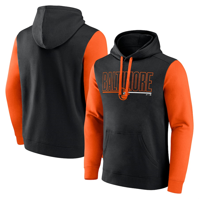 Men's Baltimore Orioles Black Outline Fleece Pullover Hoodie Men's Baltimore Orioles Black Outline Fleece Pullover Hoodie