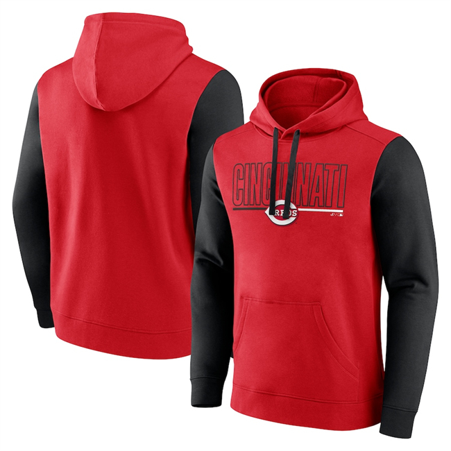 Men's Cincinnati Reds Red Outline Fleece Pullover Hoodie Men's Cincinnati Reds Red Outline Fleece Pullover Hoodie