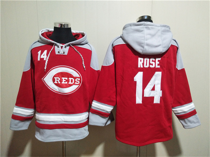 Men's Cincinnati Reds #14 Pete Rose Red Ageless Must-Have Lace-Up Pullover Hoodie Men's Cincinnati Reds #14 Pete Rose Red Ageless Must-Have Lace-Up Pullover Hoodie
