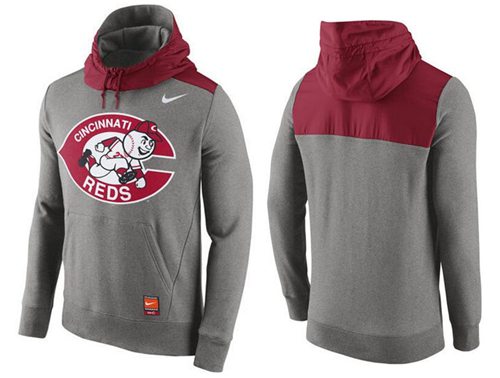 Men's Cincinnati Reds Nike Gray Cooperstown Collection Hybrid Pullover Hoodie Men's Cincinnati Reds Nike Gray Cooperstown Collection Hybrid Pullover Hoodie