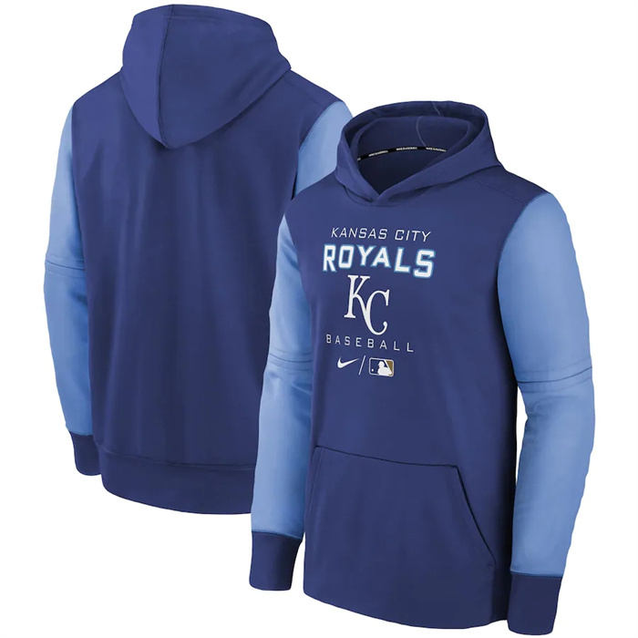 Men's Kansas City Royals Light Blue 2022 Therma Performance Pullover Hoodie Men's Kansas City Royals Light Blue 2022 Therma Performance Pullover Hoodie