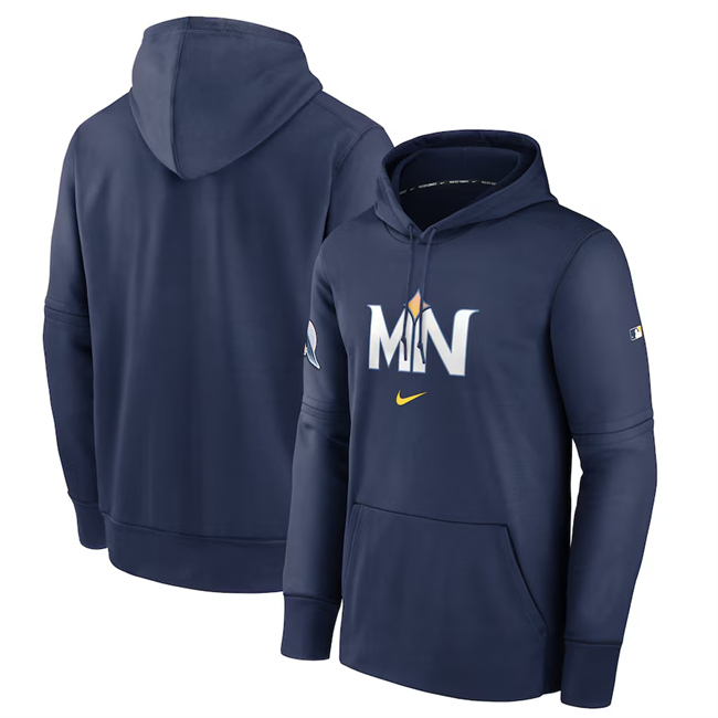 Men's Minnesota Twins Navy 2024 City Connect Collection Practice Performance Pullover Hoodie Men's Minnesota Twins Navy 2024 City Connect Collection Practice Performance Pullover Hoodie