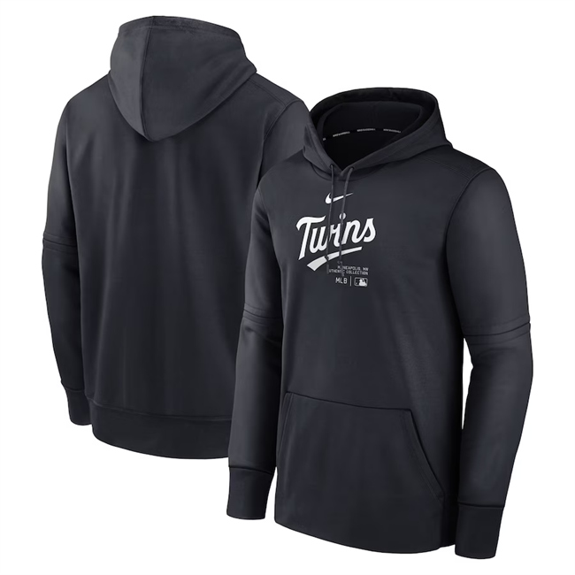Men's Minnesota Twins Black Collection Practice Performance Pullover Hoodie Men's Minnesota Twins Black Collection Practice Performance Pullover Hoodie