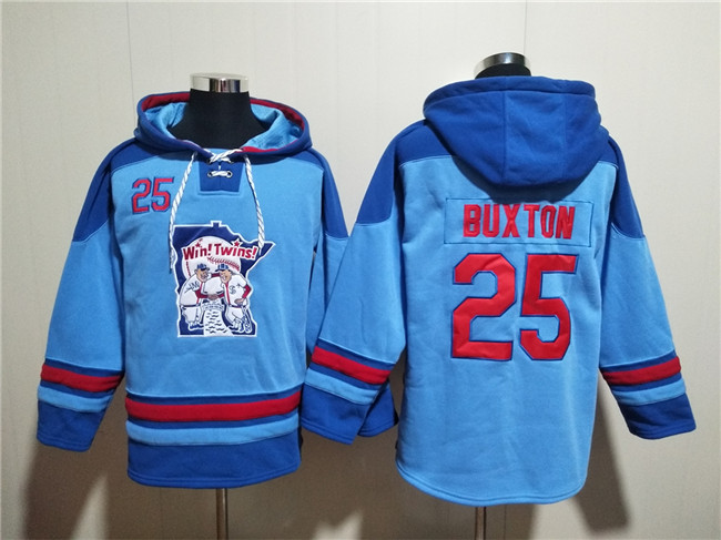 Men's Minnesota Twins #25 Byron Buxton Blue Ageless Must-Have Lace-Up Pullover Hoodie Men's Minnesota Twins #25 Byron Buxton Blue Ageless Must-Have Lace-Up Pullover Hoodie