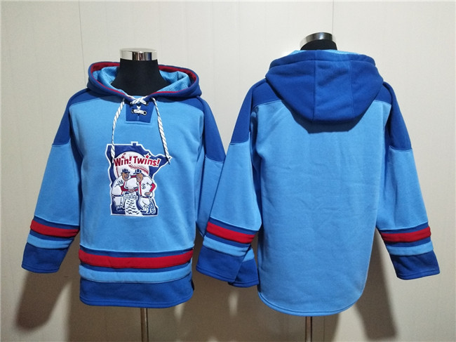 Men's Minnesota Twins Blank Blue Ageless Must-Have Lace-Up Pullover Hoodie Men's Minnesota Twins Blank Blue Ageless Must-Have Lace-Up Pullover Hoodie
