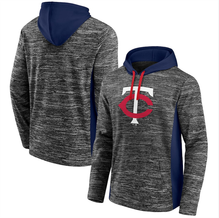 Men's Minnesota Twins Gray Navy Instant Replay Color Block Pullover Hoodie Men's Minnesota Twins Gray Navy Instant Replay Color Block Pullover Hoodie