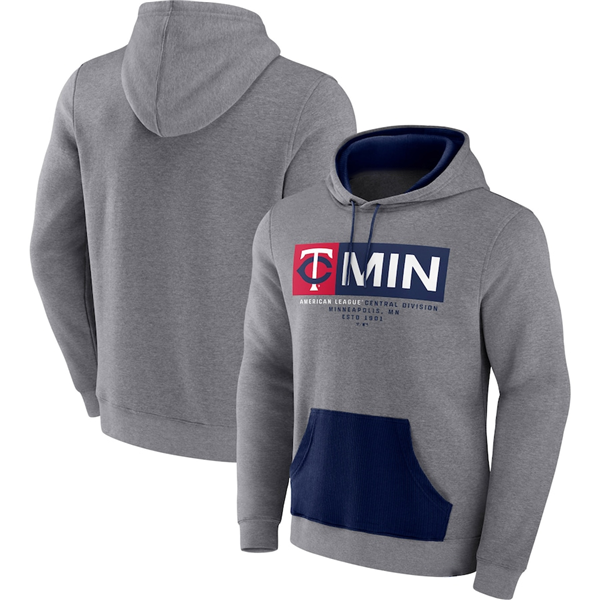 Men's Minnesota Twins Heathered Gray Iconic Steppin Up Fleece Pullover Hoodie Men's Minnesota Twins Heathered Gray Iconic Steppin Up Fleece Pullover Hoodie