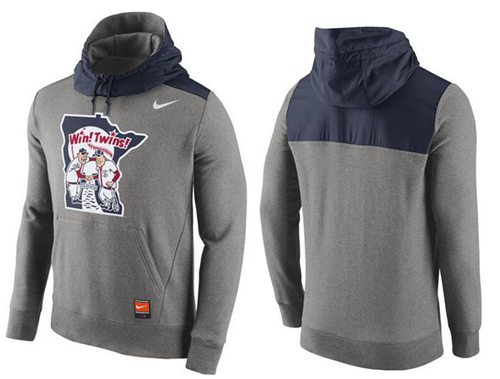 Men's Minnesota Twins Nike Gray Cooperstown Collection Hybrid Pullover Hoodie Men's Minnesota Twins Nike Gray Cooperstown Collection Hybrid Pullover Hoodie