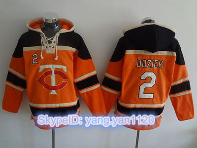 Twins #2 Brian Dozier Orange Sawyer Hooded Sweatshirt MLB Hoodie
