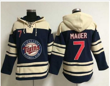 Minnesota Twins #7 Joe Mauer Navy Blue Sawyer Hooded Sweatshirt MLB Hoodie Minnesota Twins #7 Joe Mauer Navy Blue Sawyer Hooded Sweatshirt MLB Hoodie