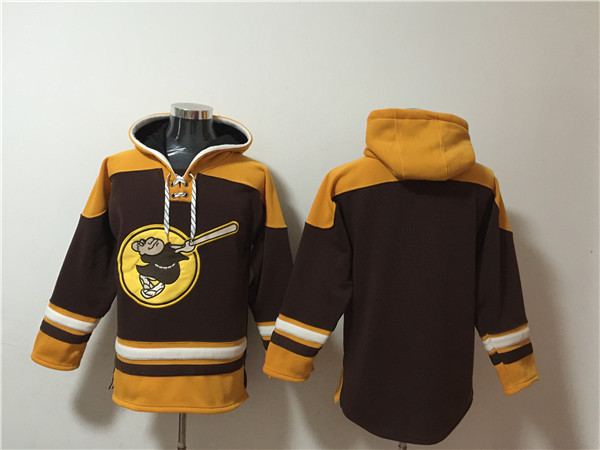 Men's San Diego Padres Blank Brown Yellow Ageless Must-Have Lace-Up Pullover Hoodie