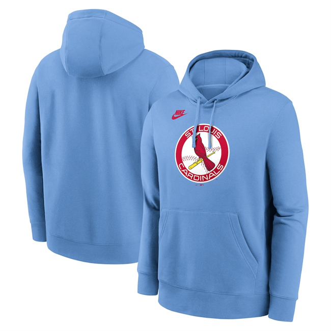 Men's St. Louis Cardinals Light Blue Cooperstown Collection Logo Club Pullover Hoodie Men's St. Louis Cardinals Light Blue Cooperstown Collection Logo Club Pullover Hoodie