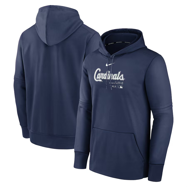 Men's St. Louis Cardinals Navy Collection Practice Performance Pullover Hoodie Men's St. Louis Cardinals Navy Collection Practice Performance Pullover Hoodie