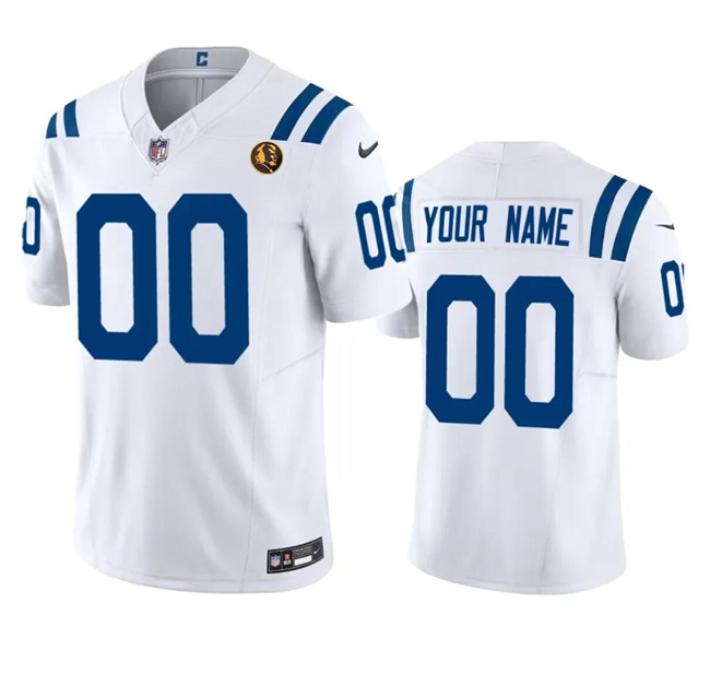 Men's Indianapolis Colts Active Player Custom White 2023 F.U.S.E. With John Madden Patch Vapor Limited Stitched Football Jersey Men's Indianapolis Colts Active Player Custom White 2023 F.U.S.E. With John Madden Patch Vapor Limited Stitched Football Jersey