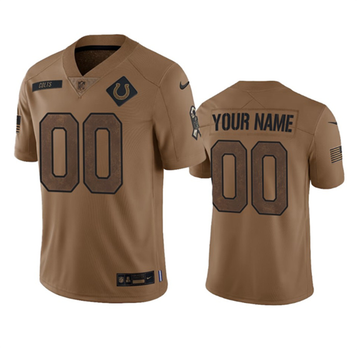 Men's Indianapolis Colts Active Player Custom 2023 Brown Salute To Sertvice Stitched Football Jersey Men's Indianapolis Colts Active Player Custom 2023 Brown Salute To Sertvice Stitched Football Jersey