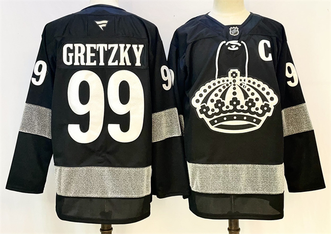 Men's Los Angeles Kings #99 Wayne Gretzky Black With C Patch Alternate Stitched Hockey Jersey Men's Los Angeles Kings #99 Wayne Gretzky Black With C Patch Alternate Stitched Hockey Jersey