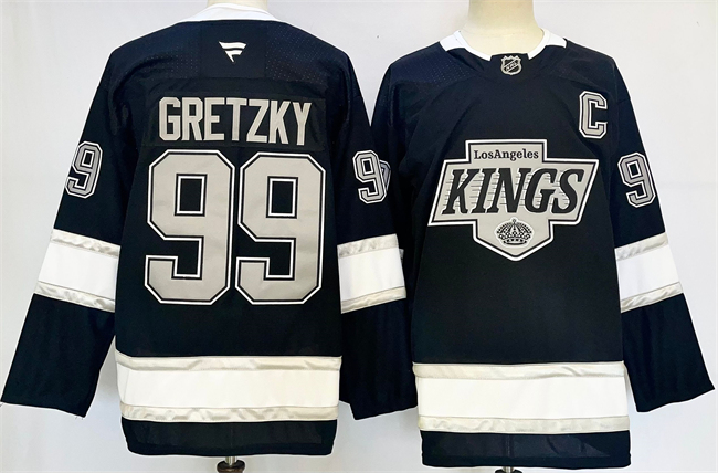Men's Los Angeles Kings #99 Wayne Gretzky Black 2024-25 Home With C Patch Stitched Hockey Jersey Men's Los Angeles Kings #99 Wayne Gretzky Black 2024-25 Home With C Patch Stitched Hockey Jersey