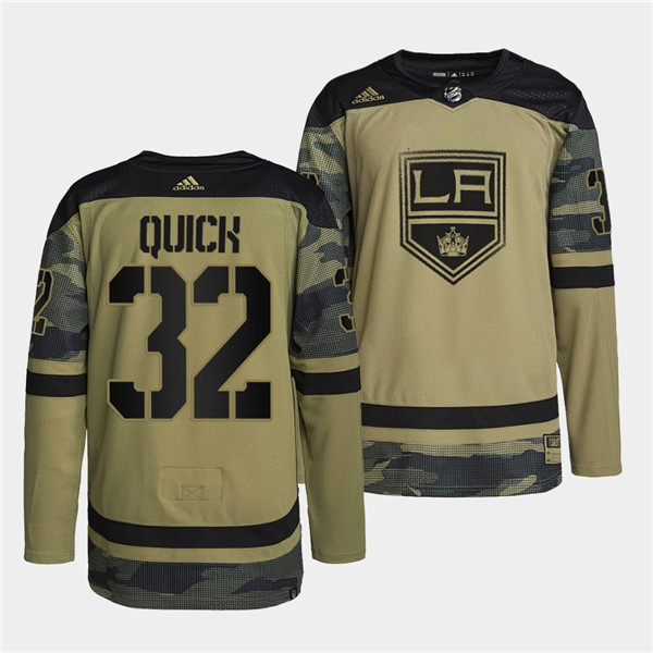 Men's Los Angeles Kings #32 Jonathan Quick 2022 Camo Military Appreciation Night Stitched Jersey Men's Los Angeles Kings #32 Jonathan Quick 2022 Camo Military Appreciation Night Stitched Jersey