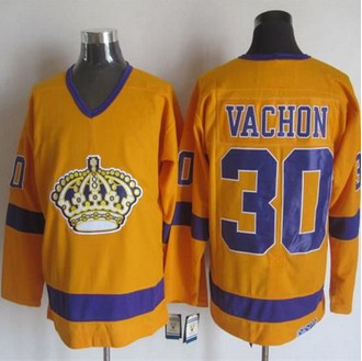 Los Angeles Kings #30 Rogie Vachon Yellow Purple CCM Throwback Stitched NHL Jersey Los Angeles Kings #30 Rogie Vachon Yellow Purple CCM Throwback Stitched NHL Jersey