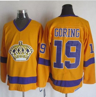 Los Angeles Kings #19 Butch Goring Yellow Purple CCM Throwback Stitched NHL Jersey Los Angeles Kings #19 Butch Goring Yellow Purple CCM Throwback Stitched NHL Jersey