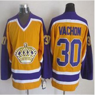Los Angeles Kings #30 Rogie Vachon Yellow CCM Throwback Stitched NHL Jersey Los Angeles Kings #30 Rogie Vachon Yellow CCM Throwback Stitched NHL Jersey
