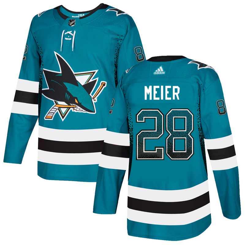Sharks 28 Timo Meier Teal Drift Fashion Adidas Jersey