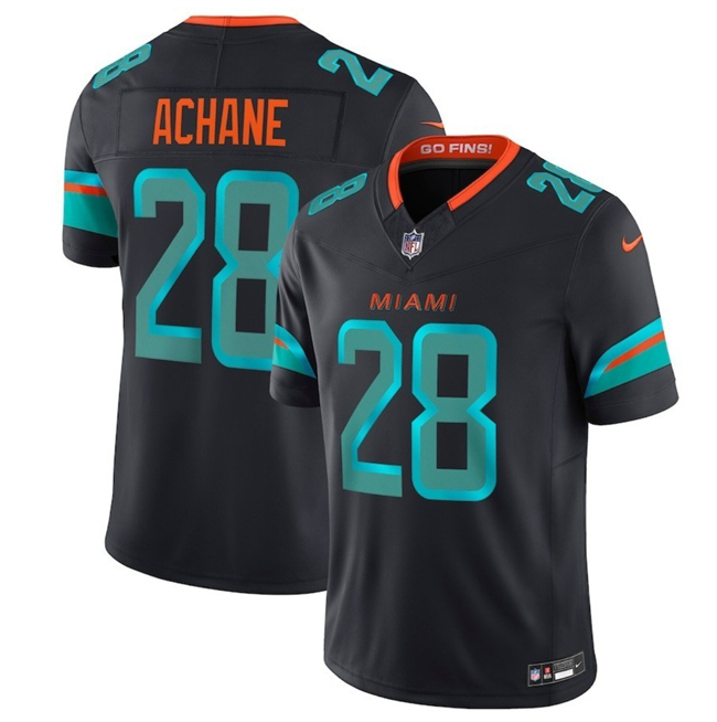 Youth Miami Dolphins #28 De’Von Achane Black 2025 F.U.S.E. “Rivalries” Vapor Limited Stitched Football Jersey Youth Miami Dolphins #28 De’Von Achane Black 2025 F.U.S.E. “Rivalries” Vapor Limited Stitched Football Jersey