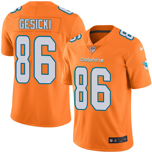 Nike Dolphins #86 Mike Gesicki Orange Youth Stitched NFL Limited Rush Jersey Nike Dolphins #86 Mike Gesicki Orange Youth Stitched NFL Limited Rush Jersey