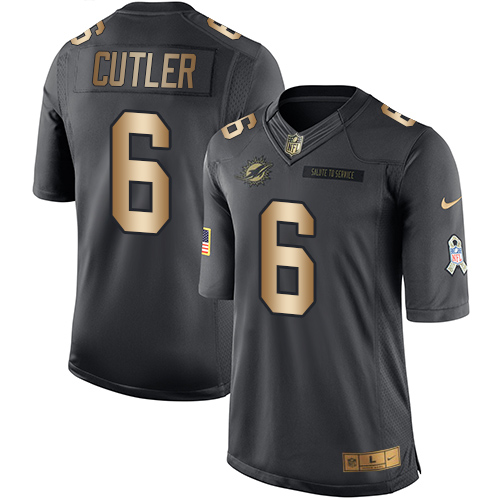 Nike Dolphins #6 Jay Cutler Black Youth Stitched NFL Limited Gold Salute to Service Jersey Nike Dolphins #6 Jay Cutler Black Youth Stitched NFL Limited Gold Salute to Service Jersey