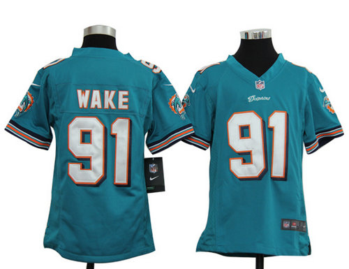 Youth Nike NFL Miami Dolphins 91 Cameron Wake Green Jerseys