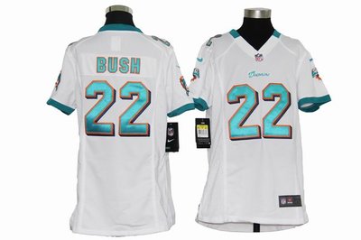 Youth Nike Miami Dolphins 22 Reggie Bush White Jerseys