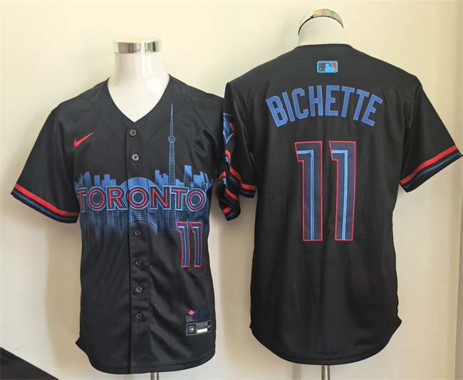 Men's Toronto Blue Jays #11 Bo Bichette Navy 2024 City Connect Limited Stitched Baseball Jersey Men's Toronto Blue Jays #11 Bo Bichette Navy 2024 City Connect Limited Stitched Baseball Jersey
