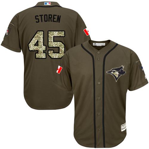 Blue Jays #45 Drew Storen Green Salute to Service Stitched Youth MLB Jersey Blue Jays #45 Drew Storen Green Salute to Service Stitched Youth MLB Jersey