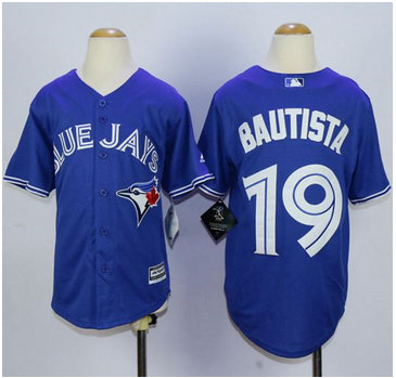 Youth Blue Jays #19 Jose Bautista Blue New Cool Base Stitched Baseball Jersey Youth Blue Jays #19 Jose Bautista Blue New Cool Base Stitched Baseball Jersey