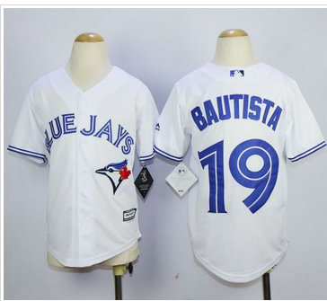 Youth Blue Jays #19 Jose Bautista White New Cool Base Stitched Baseball Jersey Youth Blue Jays #19 Jose Bautista White New Cool Base Stitched Baseball Jersey