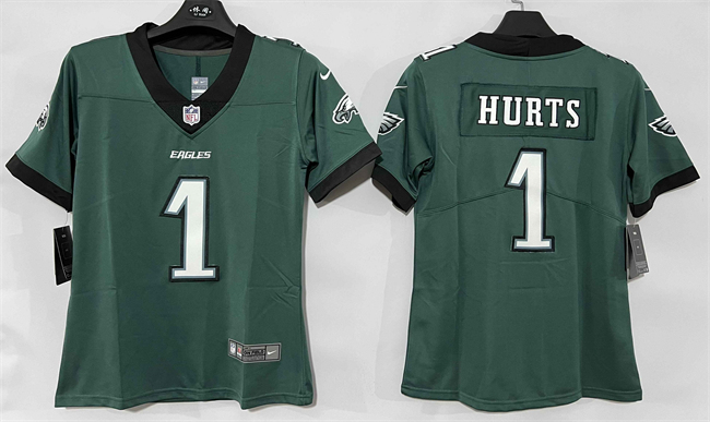 Women's Philadelphia Eagles #1 Jalen Hurts Green New Vapor Untouchable Limited Stitched Football Jersey(Run Small) Women's Philadelphia Eagles #1 Jalen Hurts Green New Vapor Untouchable Limited Stitched Football Jersey(Run Small)
