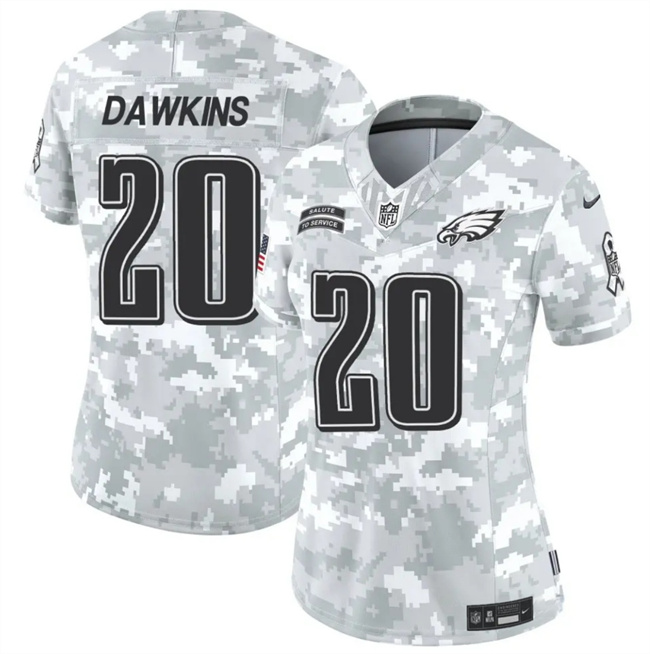 Women's Philadelphia Eagles #20 Brian Dawkins 2024 F.U.S.E Arctic Camo Salute To Service Limited Stitched Jersey(Run Small) Women's Philadelphia Eagles #20 Brian Dawkins 2024 F.U.S.E Arctic Camo Salute To Service Limited Stitched Jersey(Run Small)
