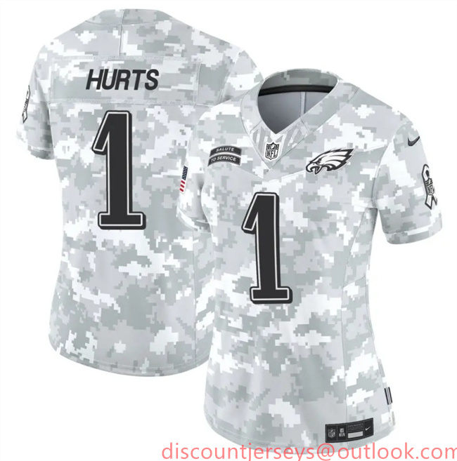 Women's Philadelphia Eagles #1 Jalen Hurts 2024 F.U.S.E Arctic Camo Salute To Service Limited Stitched Jersey(Run Small) Women's Philadelphia Eagles #1 Jalen Hurts 2024 F.U.S.E Arctic Camo Salute To Service Limited Stitched Jersey(Run Small)